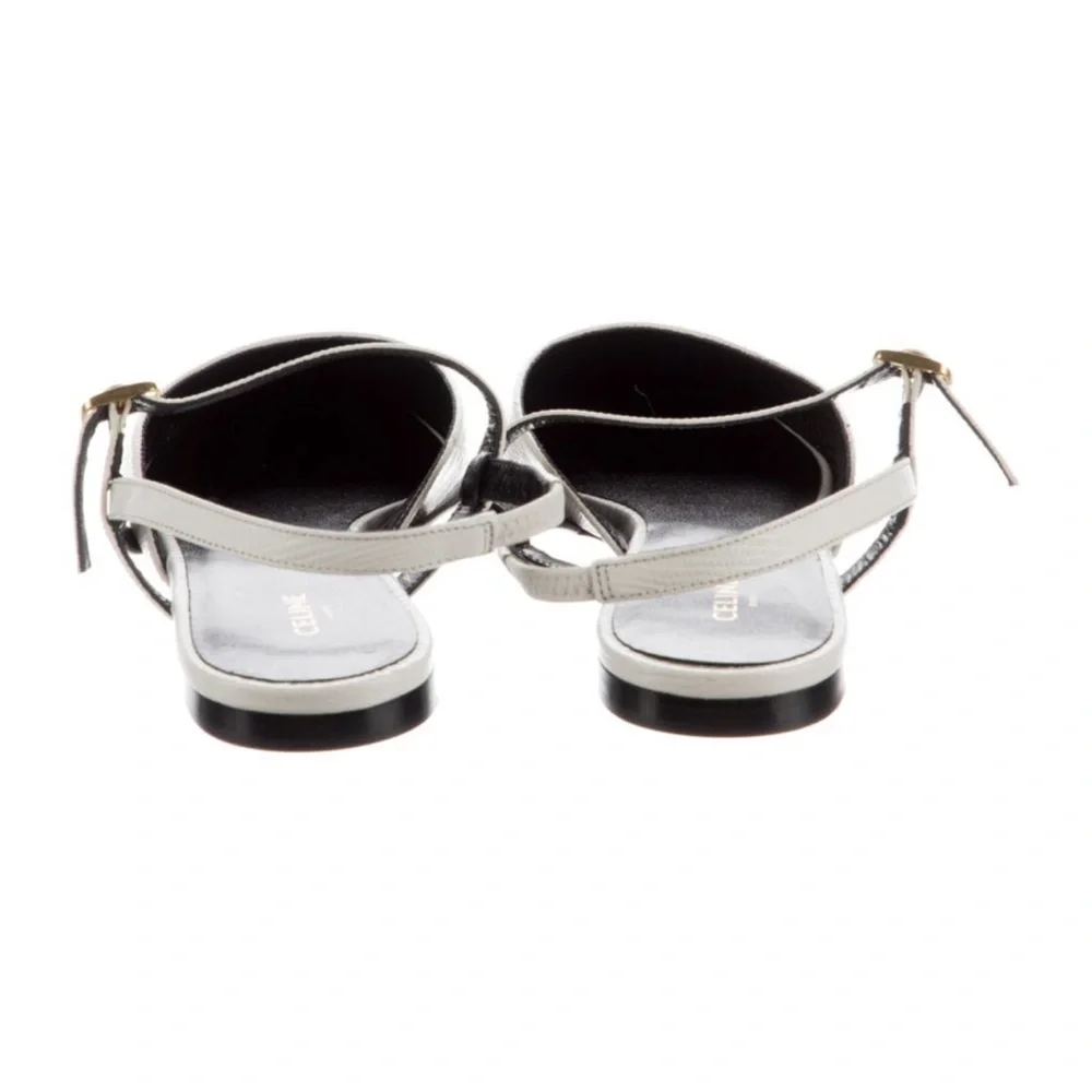 Celine | White Leather Slingbacks - Picture 2 of 5